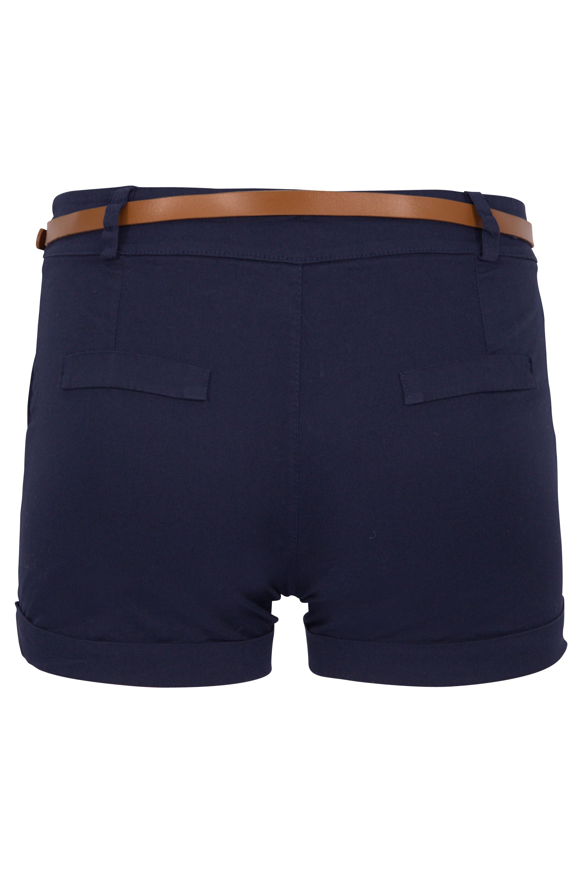 malito more than fashion Bermudas malito Damen Chino Shorts in Unifarben, lässige kurze Hose, Bermuda kurze Sommerhose mit Gürtel