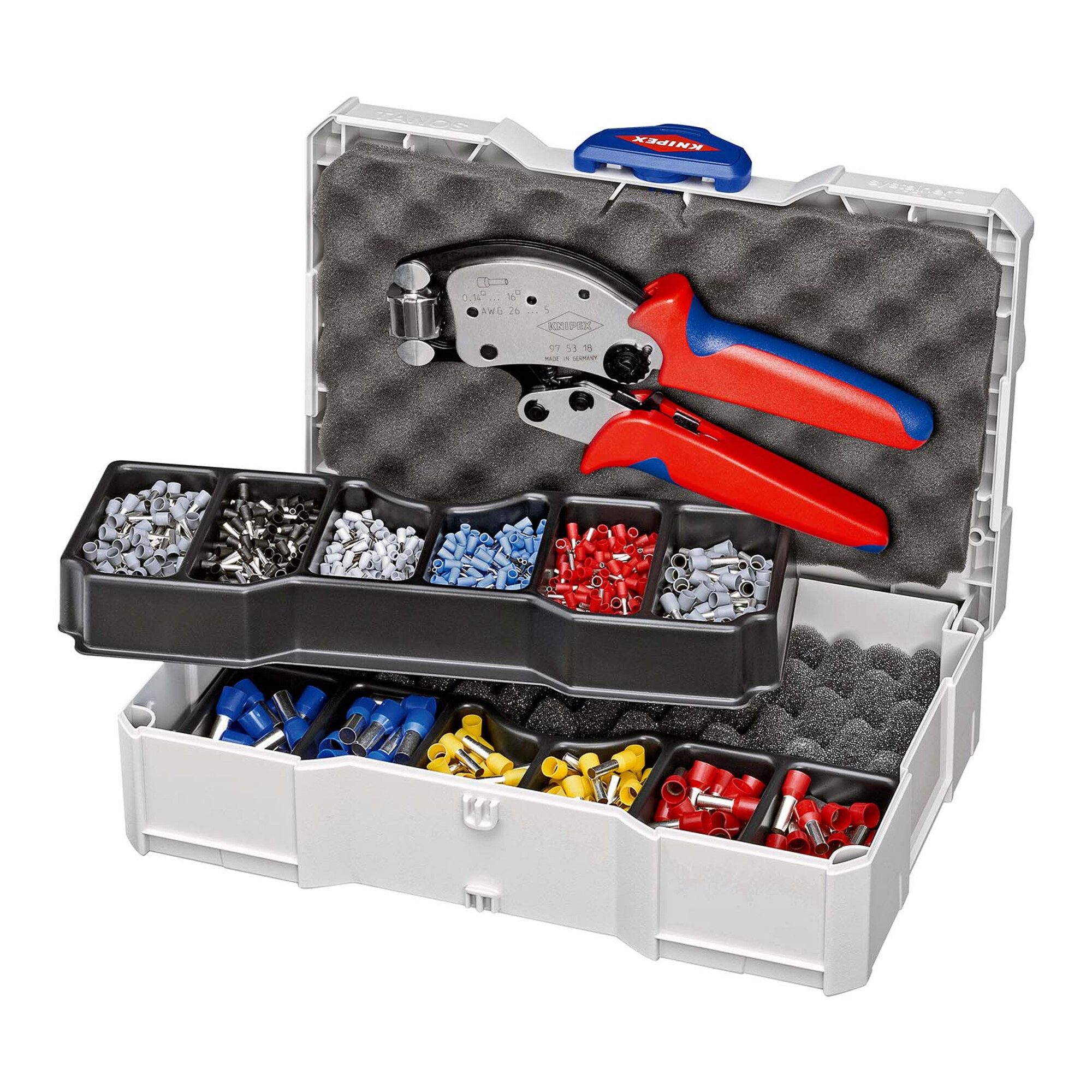 Knipex Crimpzange KNIPEX 97 90 13 Crimp-Sortiment für Aderendhülsen mit Kunststoffkragen