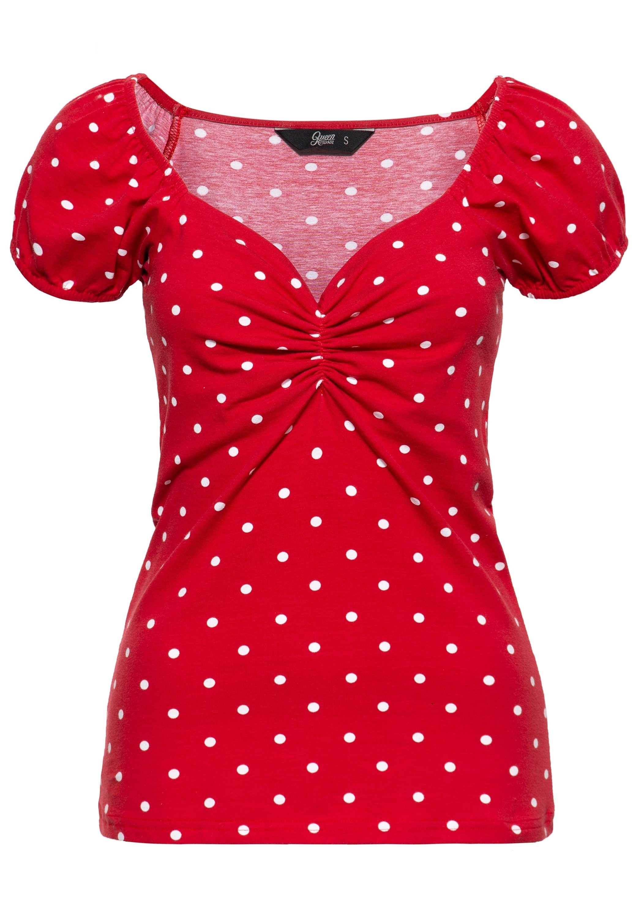 QueenKerosin Print-Shirt (1-tlg) mit Polka-Dots und Raffungen. € 34,99