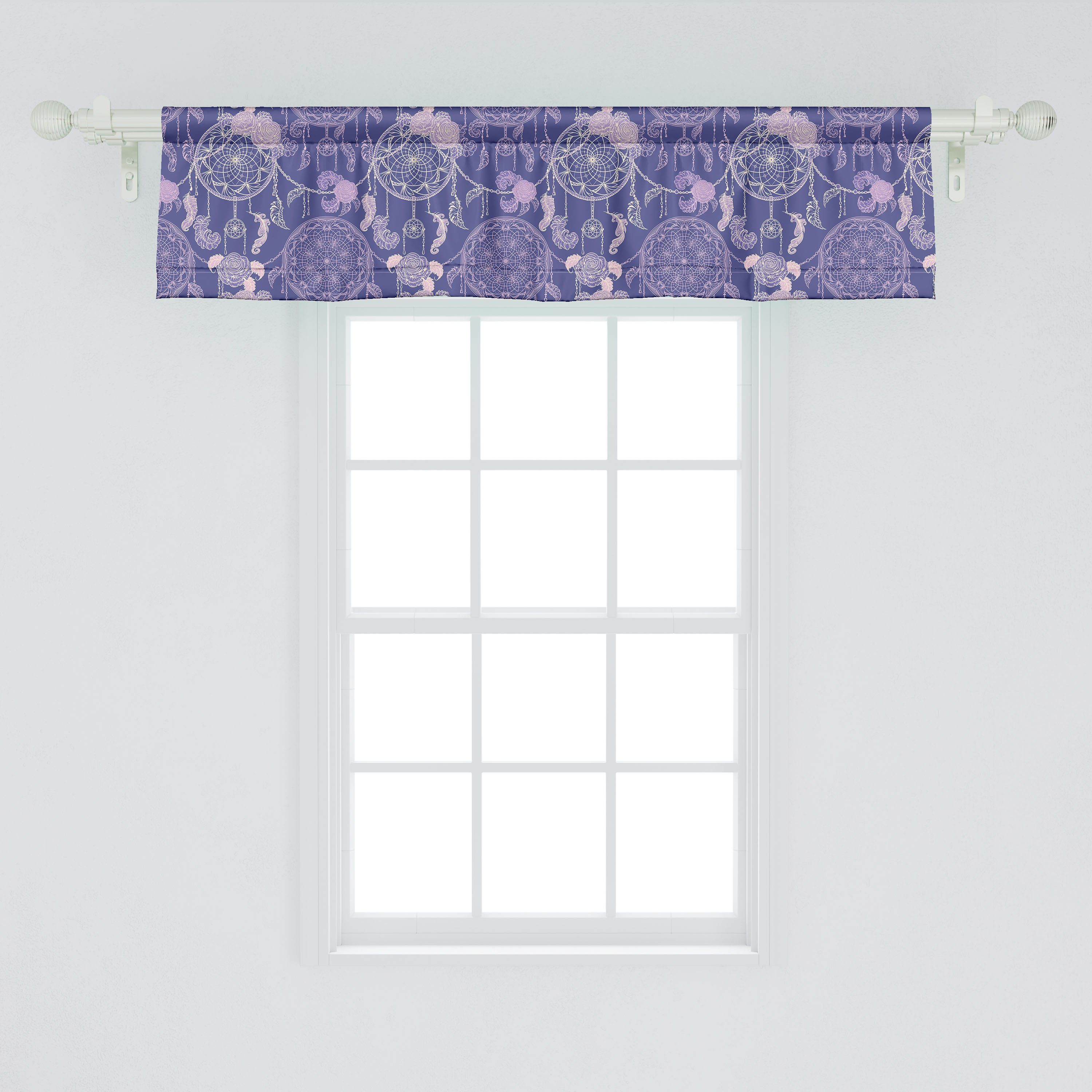 Abakuhaus, Scheibengardine Küche Dekor Dreamcatchers Volant Schlafzimmer Stangentasche, Boho mit Microfaser, für Vorhang floral