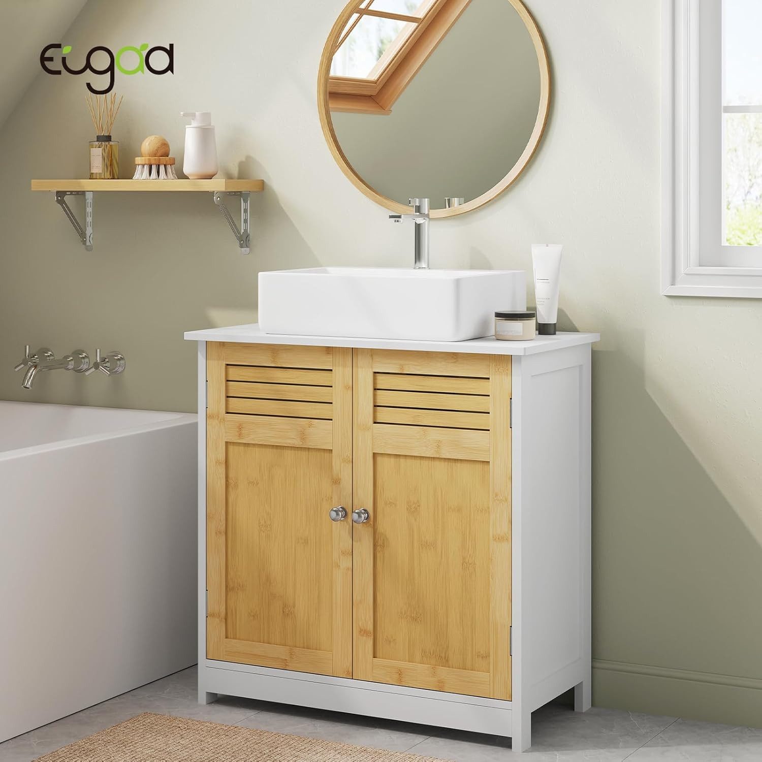 EUGAD Waschbeckenunterschrank (1-St) mit 2 Türen 60x30x60cm aus MDF