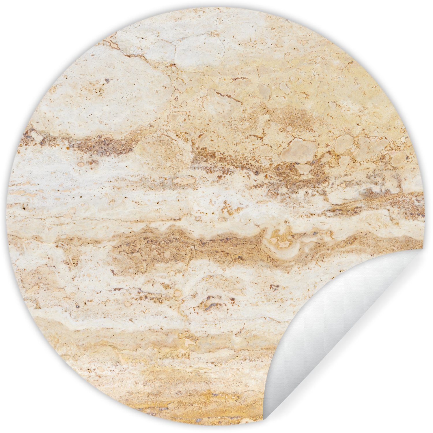 Marmor - Rund, Kinderzimmer, Sand Textur Tapetenaufkleber, (1 St), - Wohnzimmer für Wandsticker MuchoWow Tapetenkreis