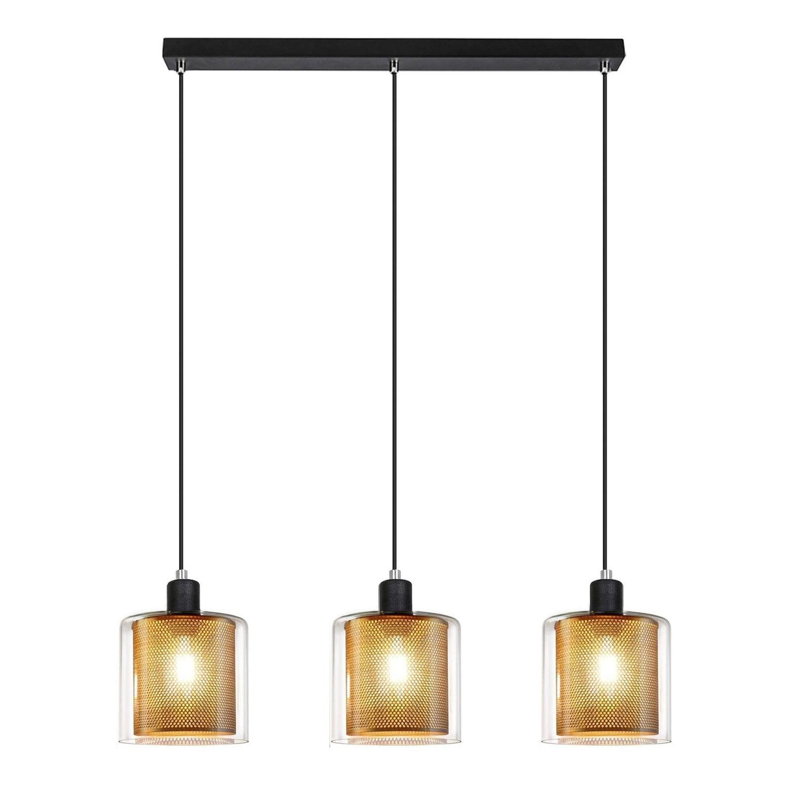 Nettlife Pendelleuchte Wohnzimmer Gold Hängelampe Vintage 3 Flammige E14 Glas Industial, HÖHENVERSTELLBAR, LED wechselbar, Verstellbare, Esszimmer Arbeitszimmer
