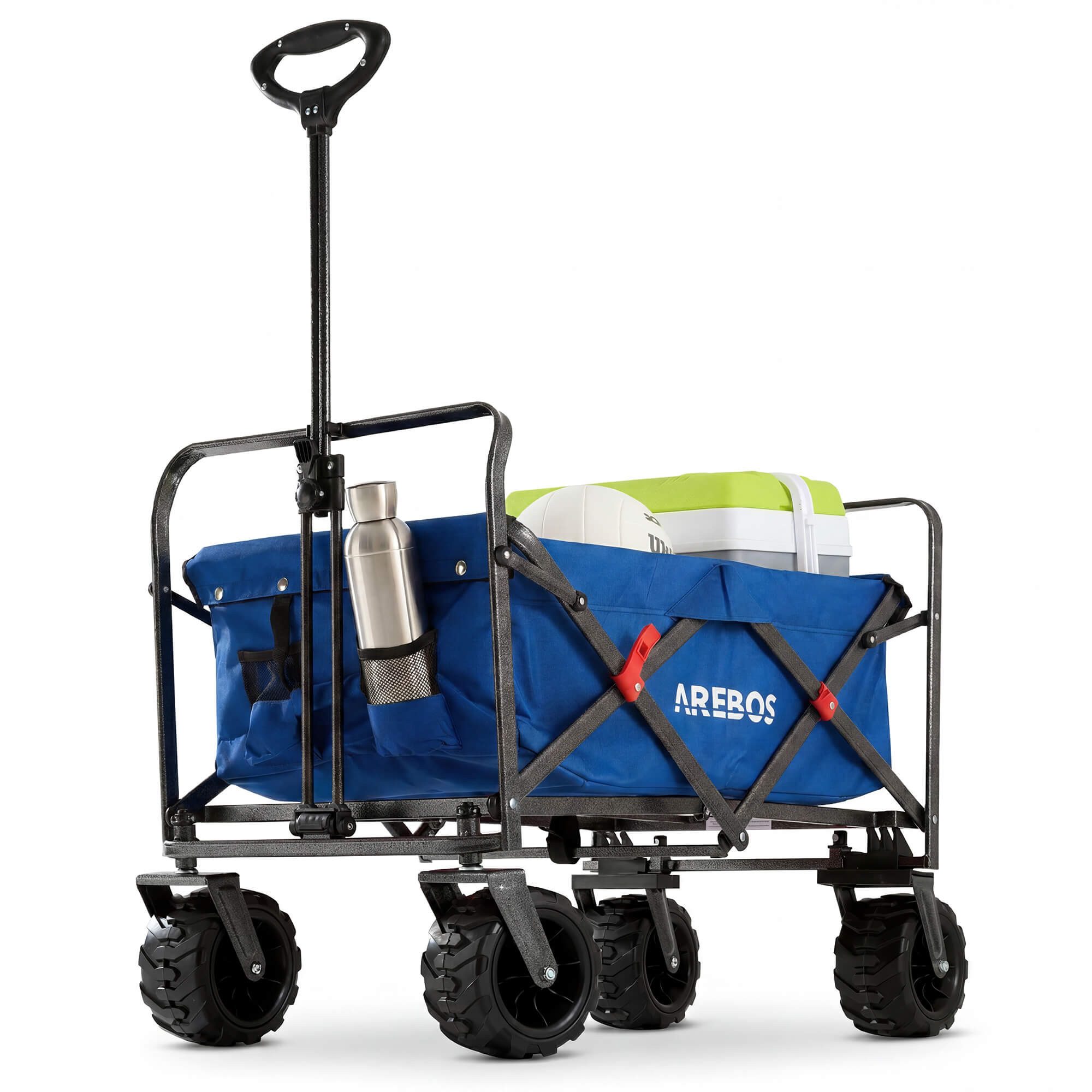 Arebos Bollerwagen faltbar mit 100 kg Tragkraft – Transportkarre für Garten & Freizeit, festen schmutz- und wasserabweisenden Material