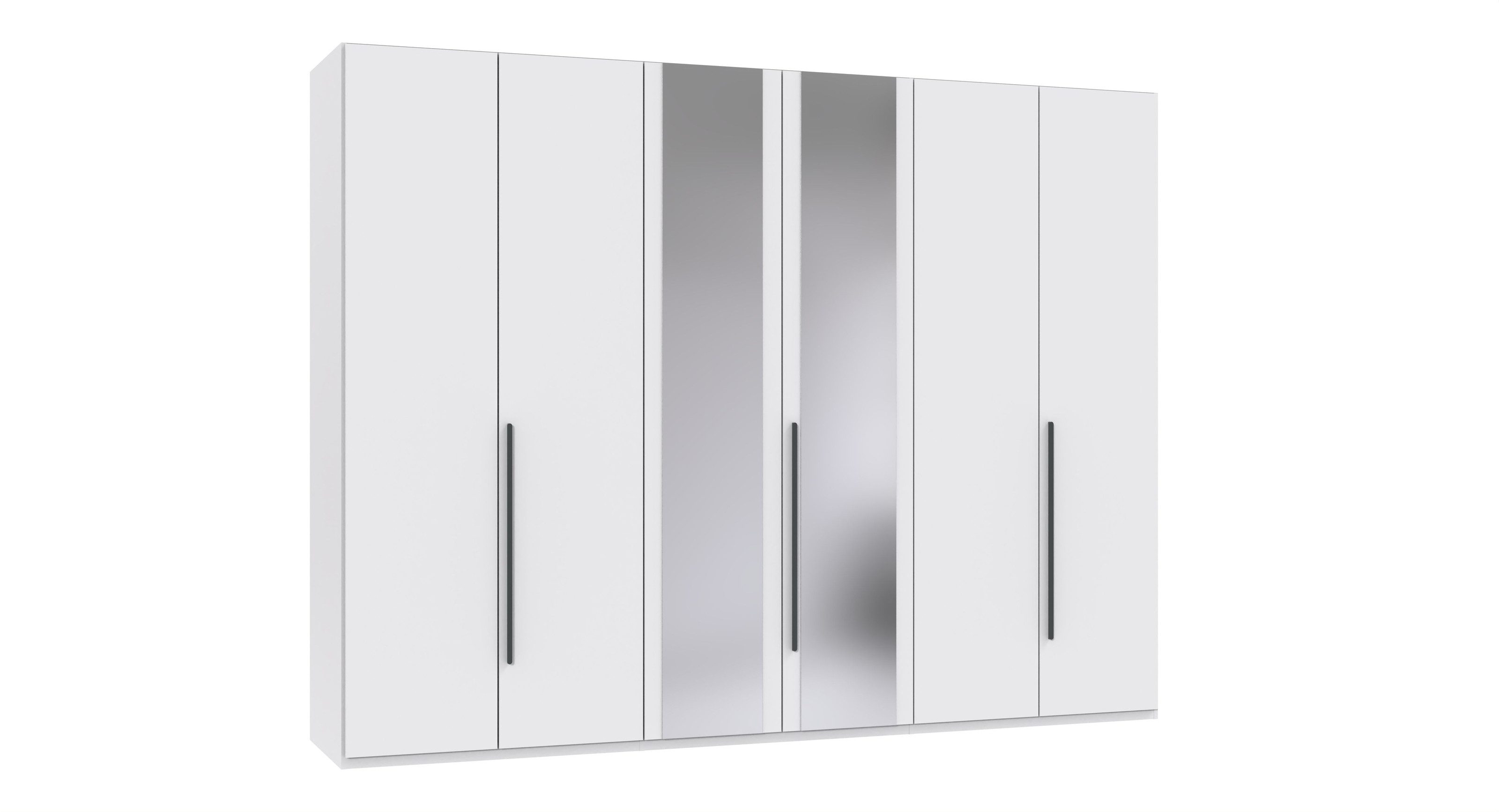 freiraum Drehtürenschrank LONDON in WEISS / SPIEGEL - 270x208x58cm (BxHxT)