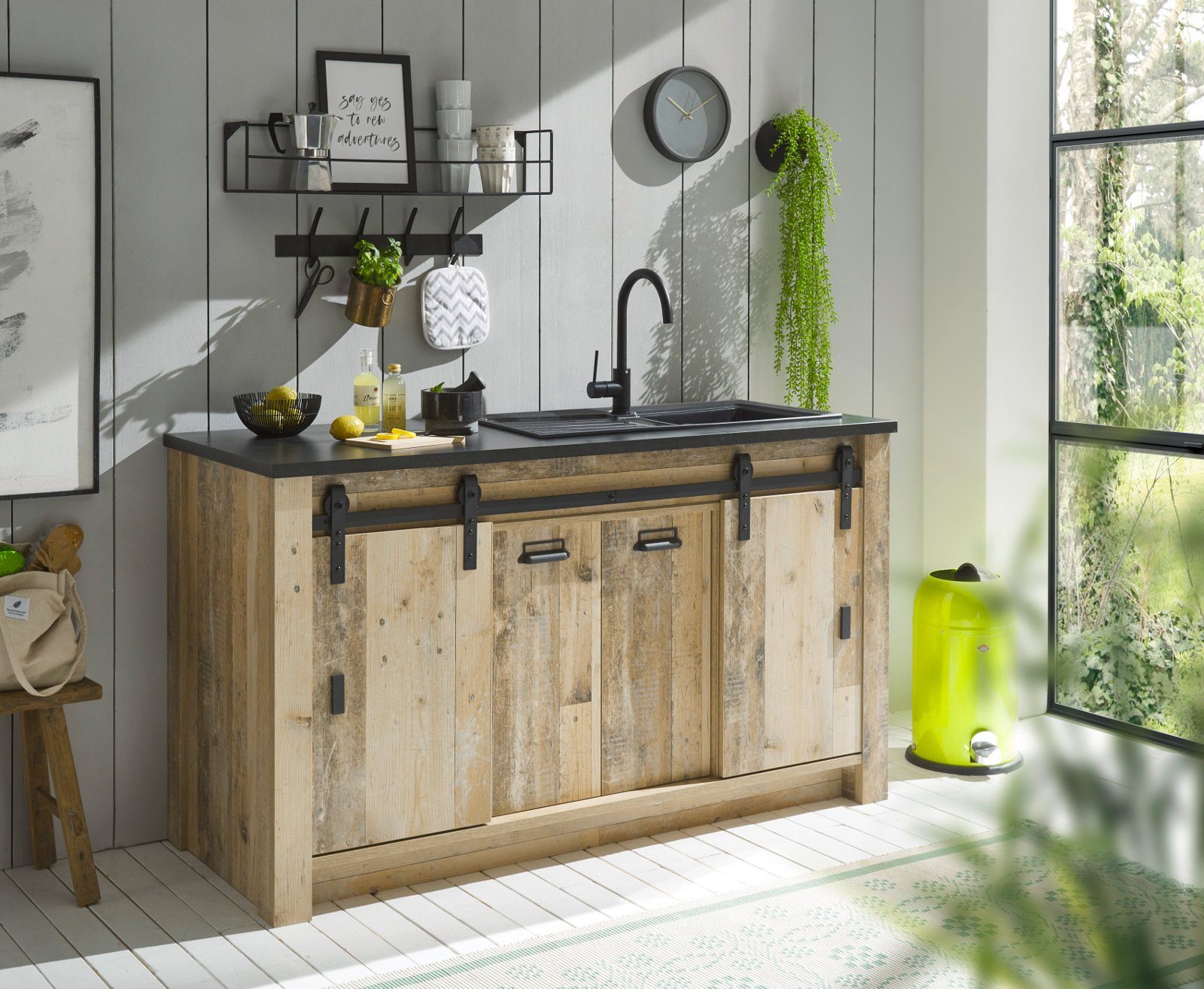 Furn.Design Spülenunterschrank Stove (Küchenschrank in Used Wood / Altholz günstig online kaufen