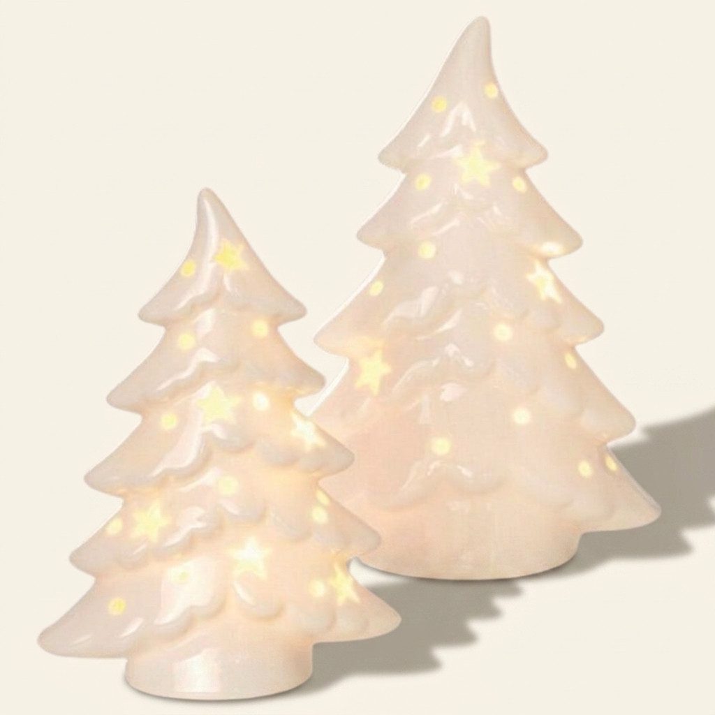 Home-trends24.de LED-Dekofigur LED Tanne Deko Figur Weihnachtsfigur Weihnachtsdeko Tannen 2er Set (2 St)