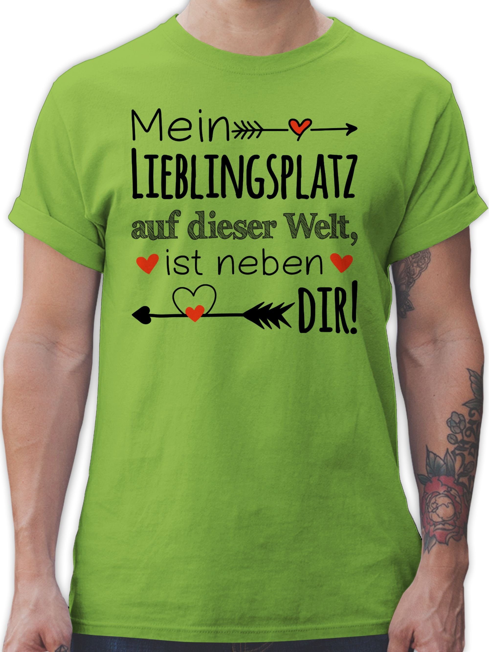 Shirtracer T-Shirt Lieblingsplatz - Geschenk Beziehung Partner Partnerin Liebeserklärung Valentinstag Partner Liebe 3 Hellgrün