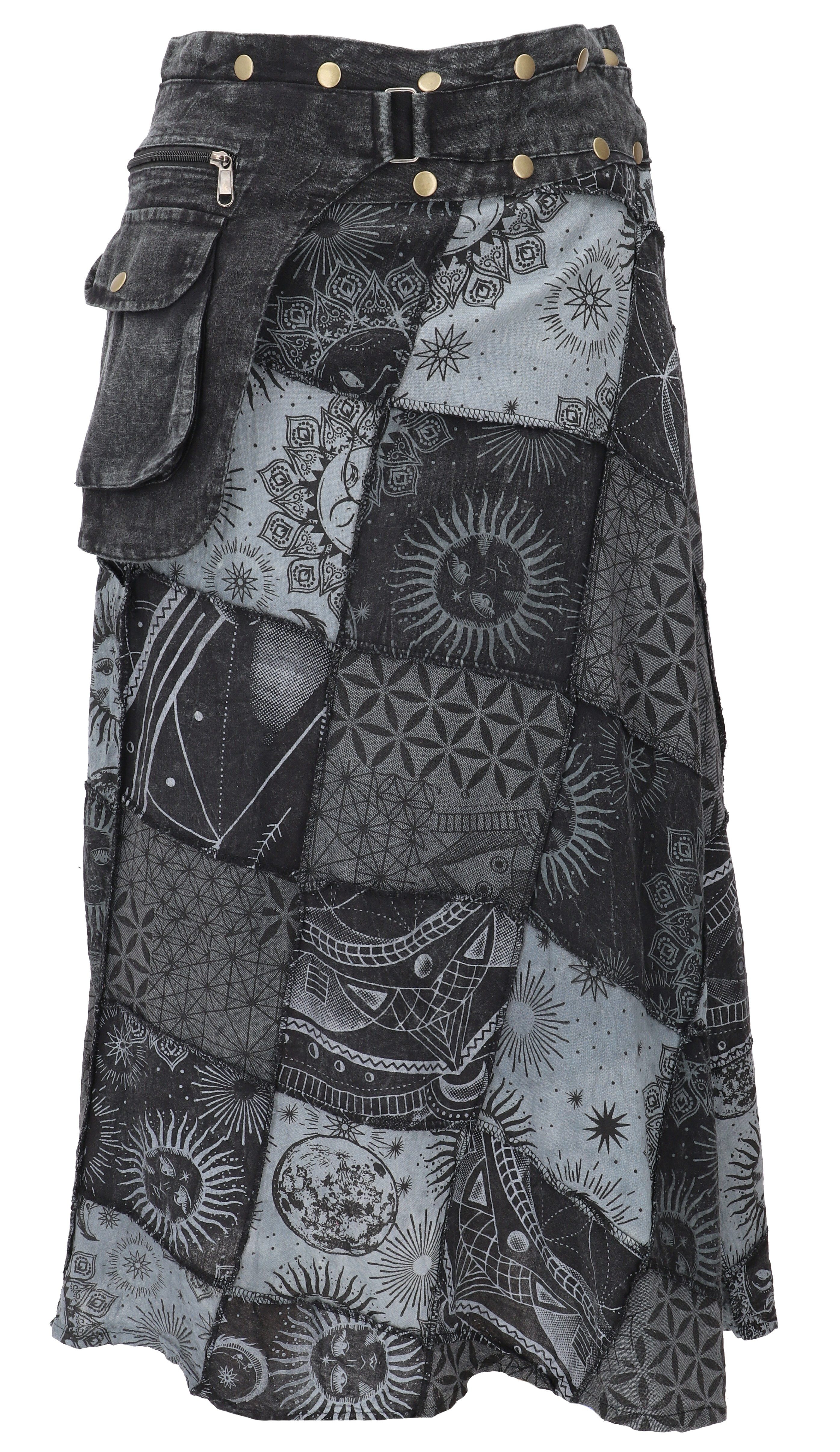 Guru-Shop Minirock Wickelrock, langer Rock mit Druckknöpfen, Boho.. alterna günstig online kaufen