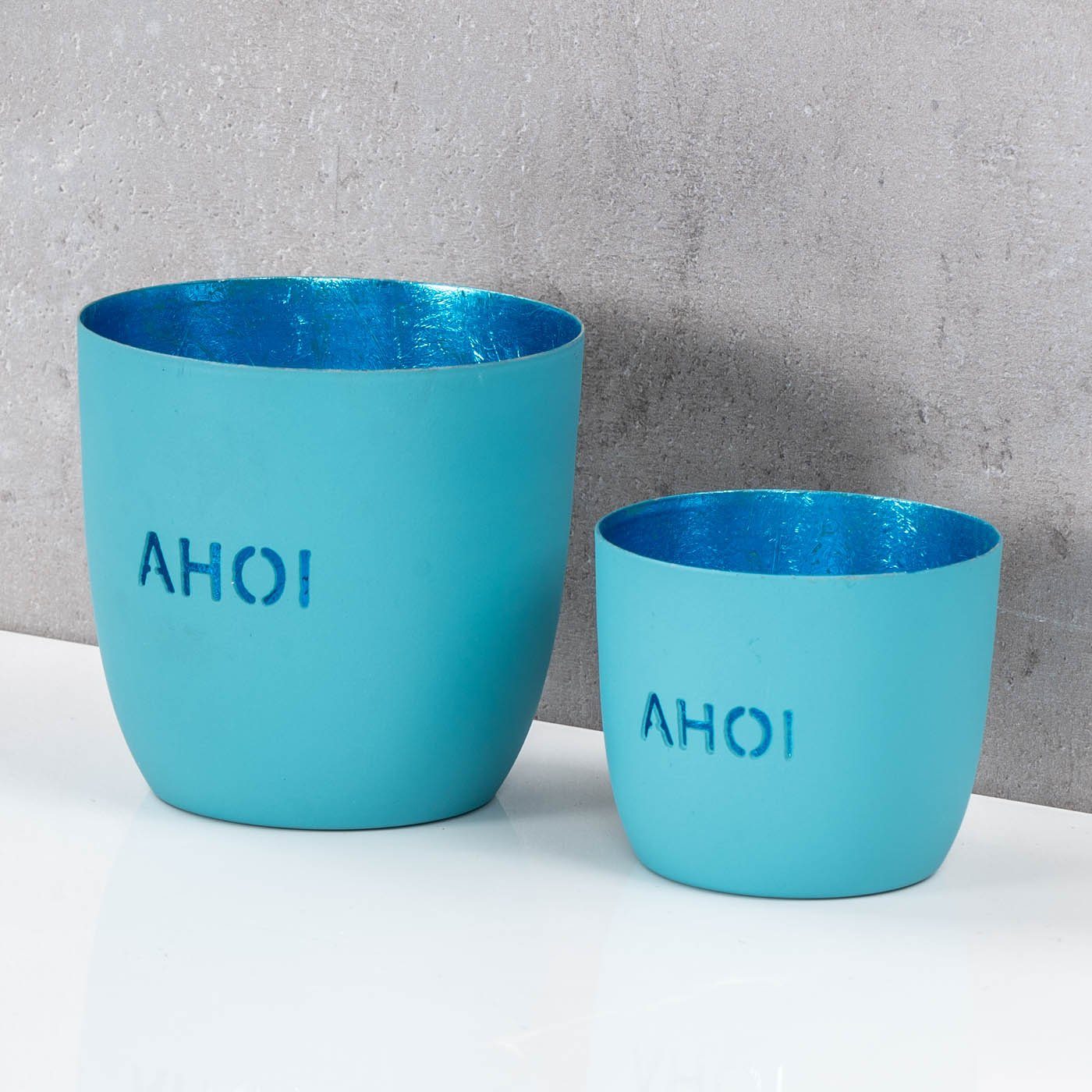 Metall Tischdeko Teelichthalter Levandeo® Blau 2er Teelichthalter, Ahoi Variante 2 Windlicht Set