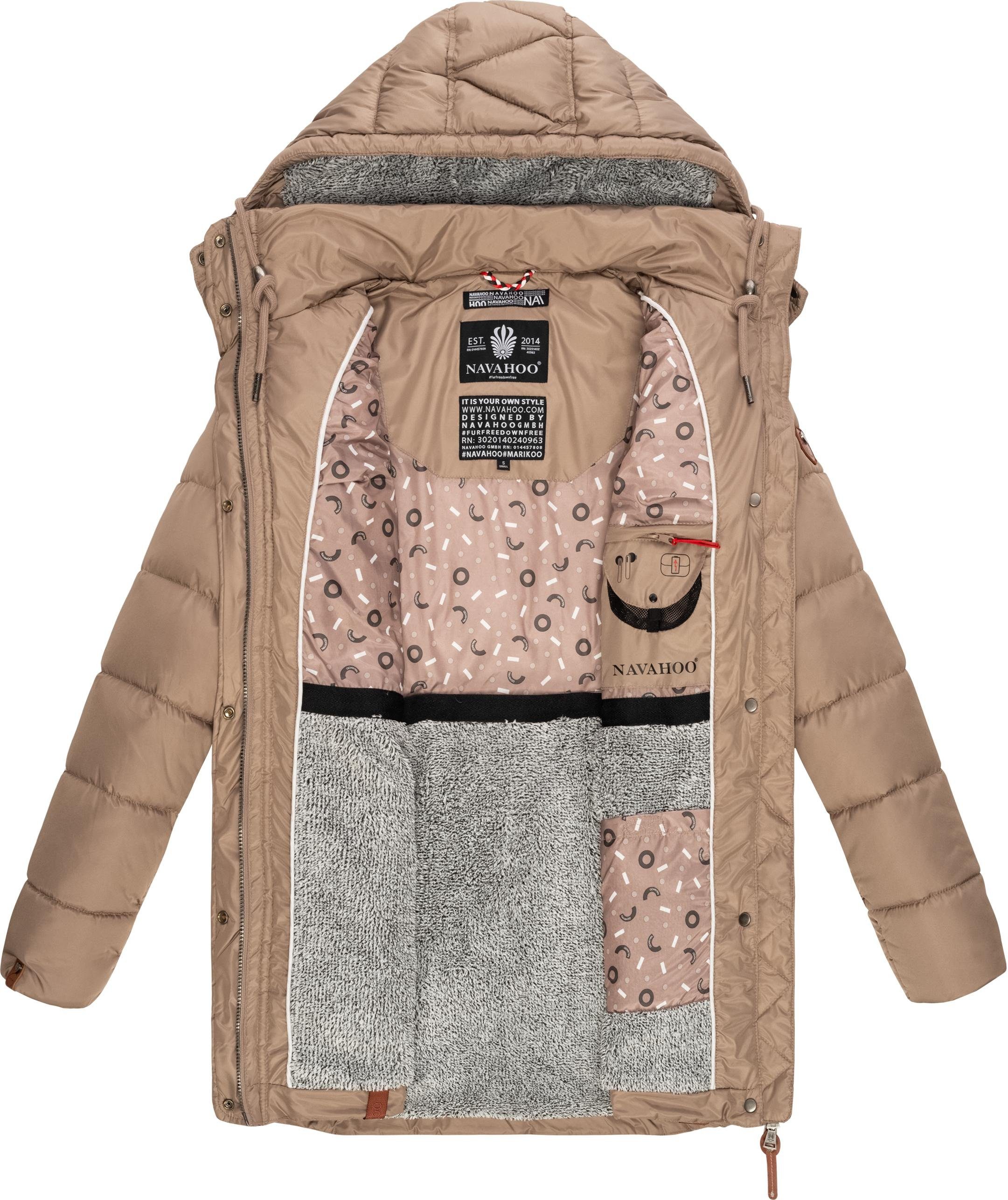 mit Navahoo taupe Winterparka Kapuze abnehmbarer Daliee Stylischer Steppmantel