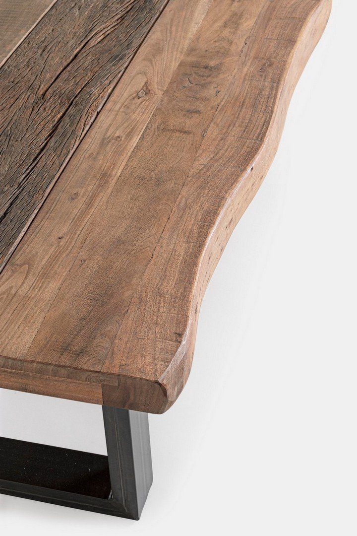 Natur24 Beistelltisch Beistelltisch Noham 120x70 Tischplatte Akazienholz Metallgestell
