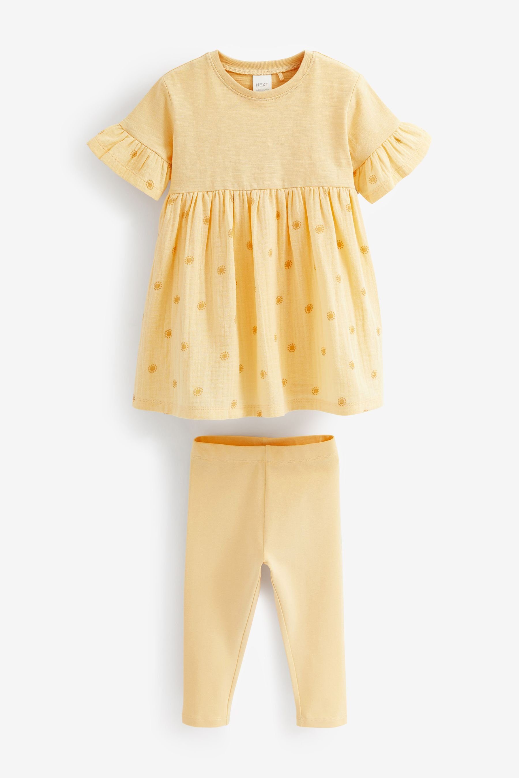 Next Kleid & und Leggings Kleid Yellow Set (2-tlg) im Leggings Legeres