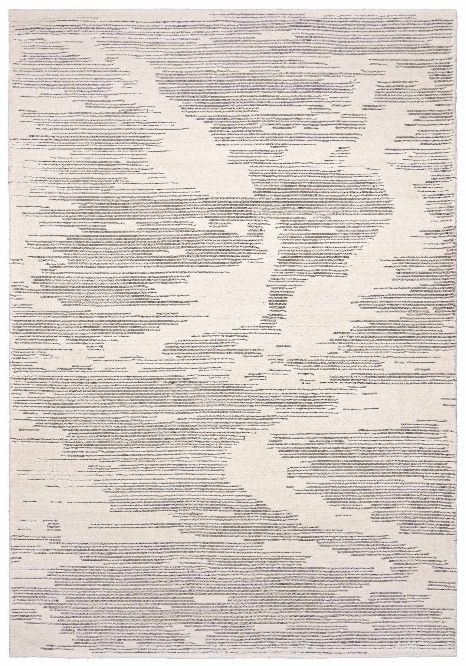 Mazovia, Naturprodukt Wollteppich Japandi, Designteppich 80 cm x Handwebteppich Wolle, 150