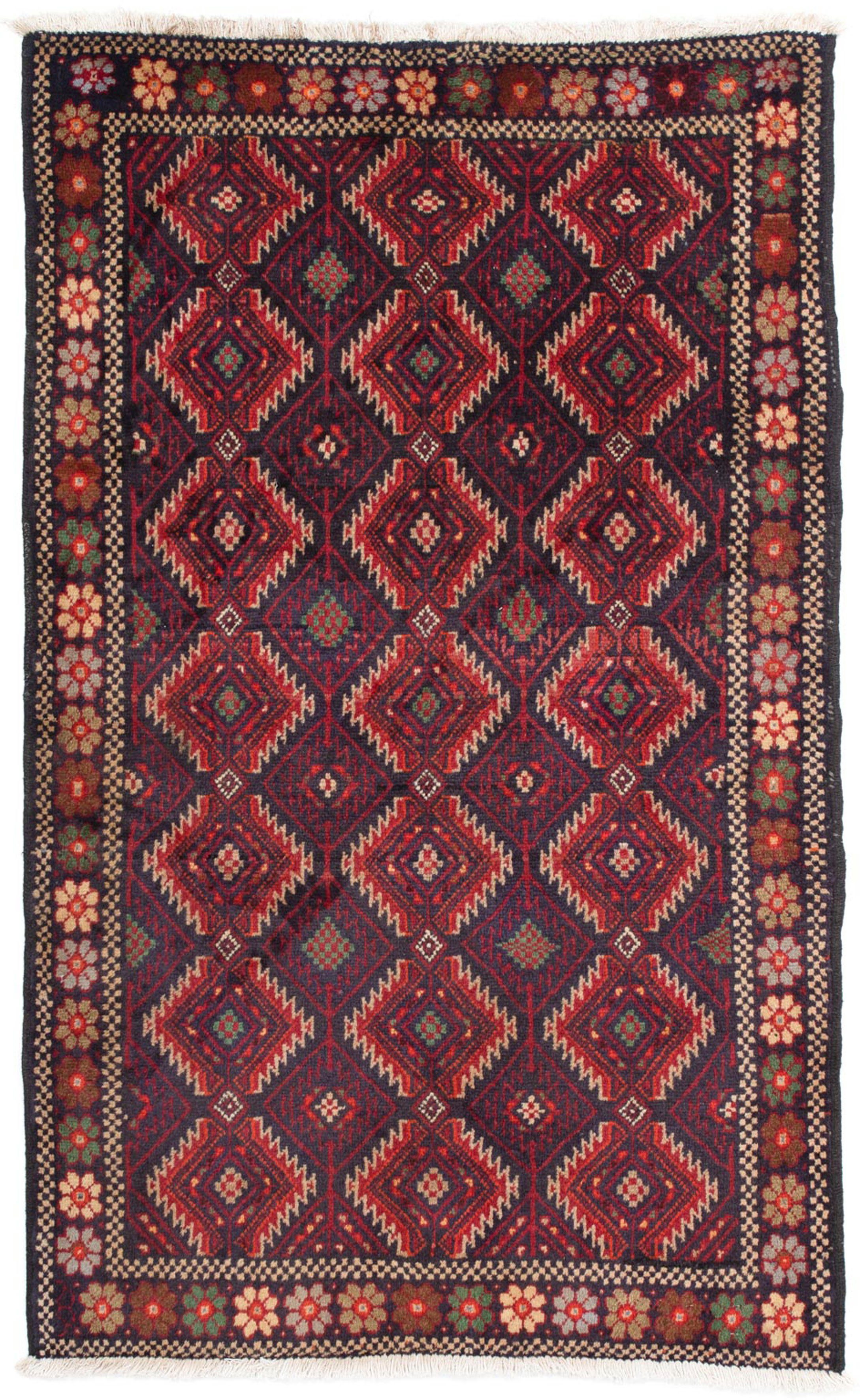 Orientteppich Belutsch - 158 x Handgeknüpft, morgenland, mm, Wohnzimmer, dunkelblau, - cm 8 Zertifikat Höhe: rechteckig, 95 Einzelstück mit