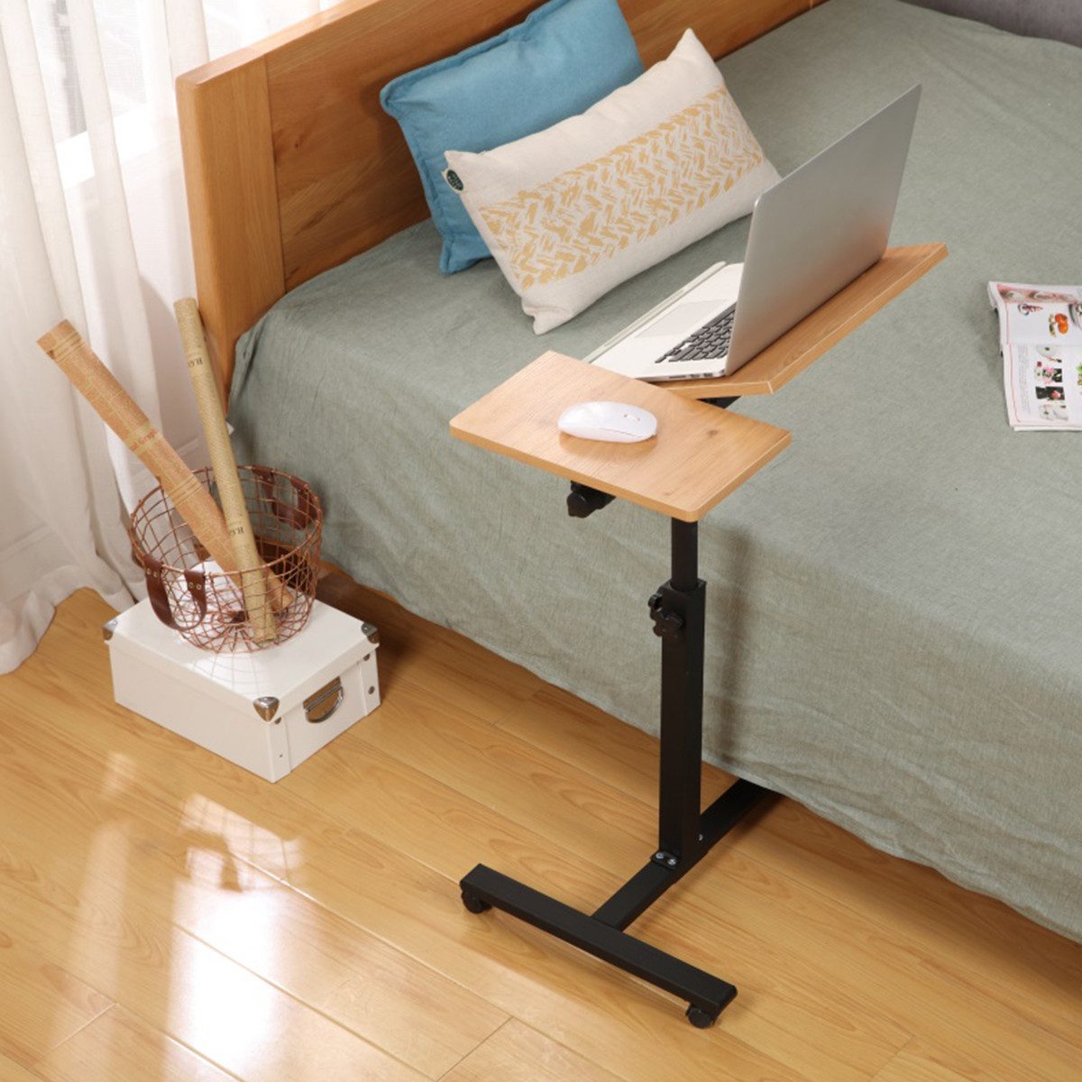 JEOBEST Laptoptisch Beistelltisch Mit Rollen, C-förmiger Couchtisch mit Hol günstig online kaufen