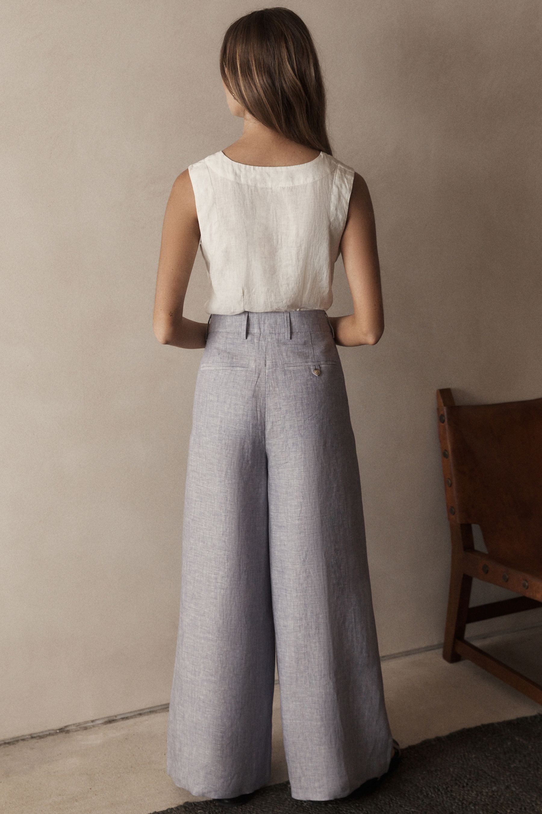 Next Leinenhose Strukturierte Leinenhose mit weitem günstig online kaufen