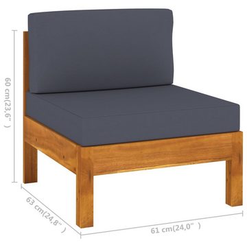 vidaXL Garten-Essgruppe 7-tlg Garten Lounge Set mit Dunkelgrauen Auflagen Akazienholz Holz Sit