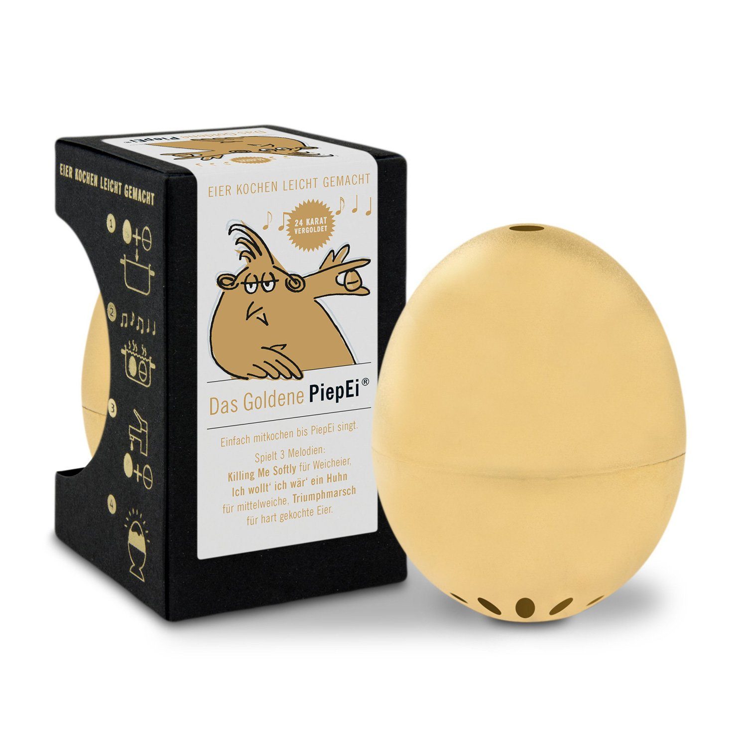 Selva Technik Küchenorganizer-Set PiepEi Gold 24K vergoldet Killing me/Huhn/Triumphmarsch