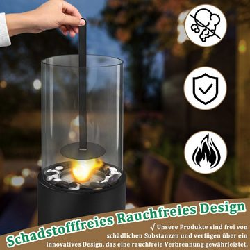 AUFUN Bioethanol Standkamin Bio Ethanol Kamin Feuersäule Kaminfeuer Zimmerkamin, (Runder / Rechteck / Quadrat, Bodenkamin, Terrassenkamin, Tischfeuer, Windlicht, Gartenfackel), Freistehender Bioethanolkamin für Indoor & Outdoor Chönes Flammenspiel