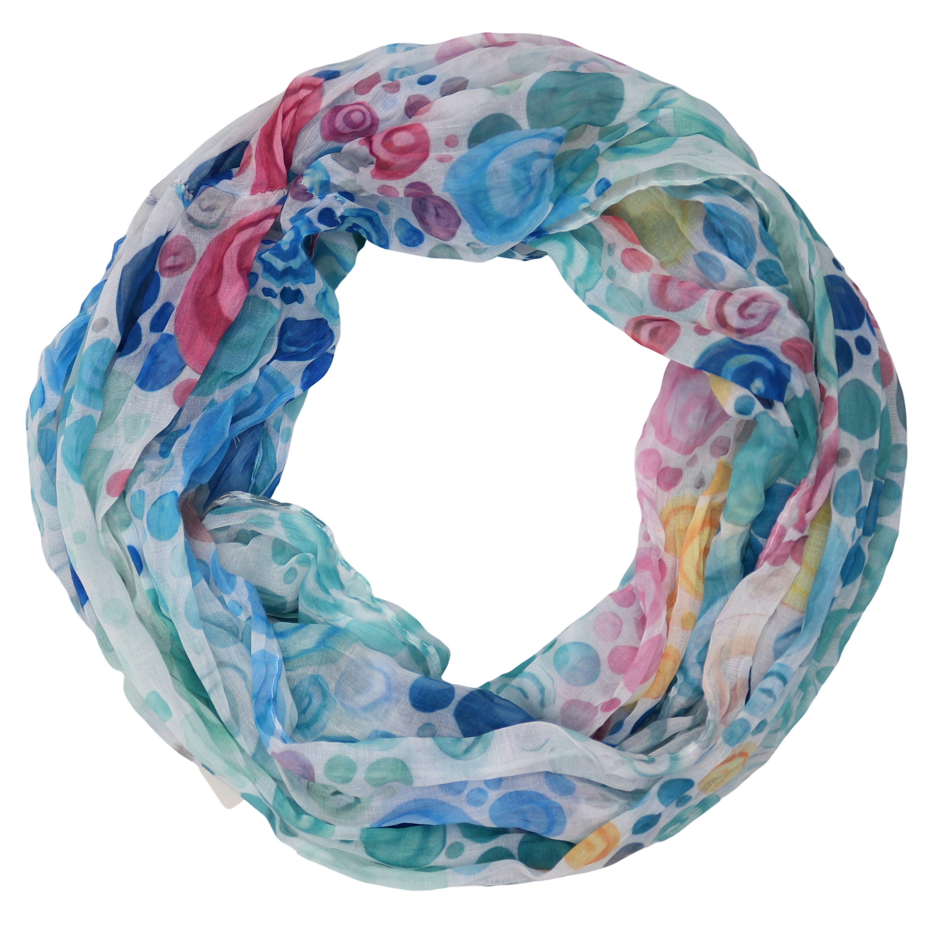 MIRROSI Loop Damen Schal mit Kreis-Muster Weich, (zweimal um den Hals wickelbar, ca.45x75cm), Damen Halstuch ideal für Frühling, Sommer oder Herbst