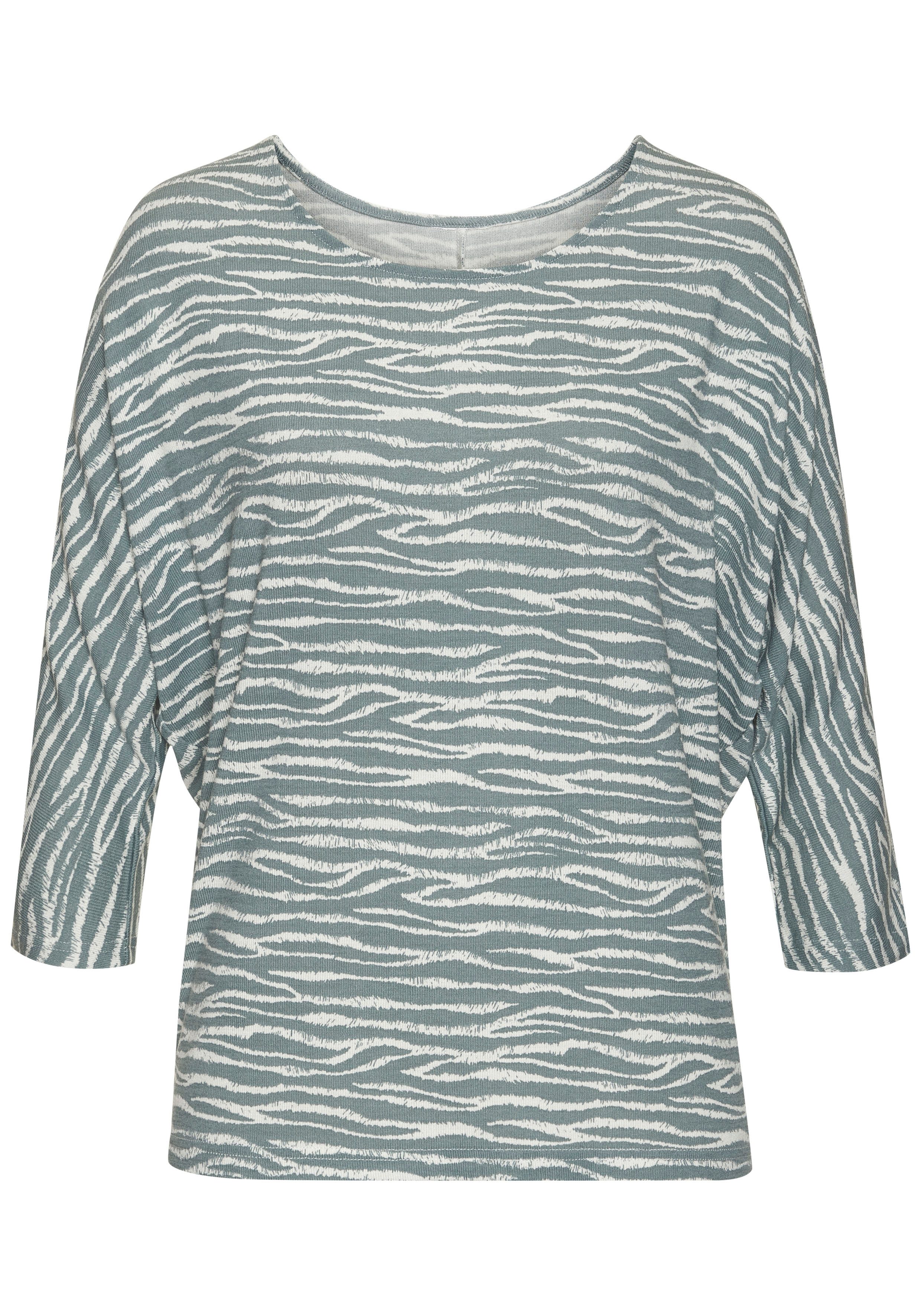 LASCANA 3/4-Arm-Shirt mit modischem Zebra-Muster aus weichem Viskose-Strick günstig online kaufen