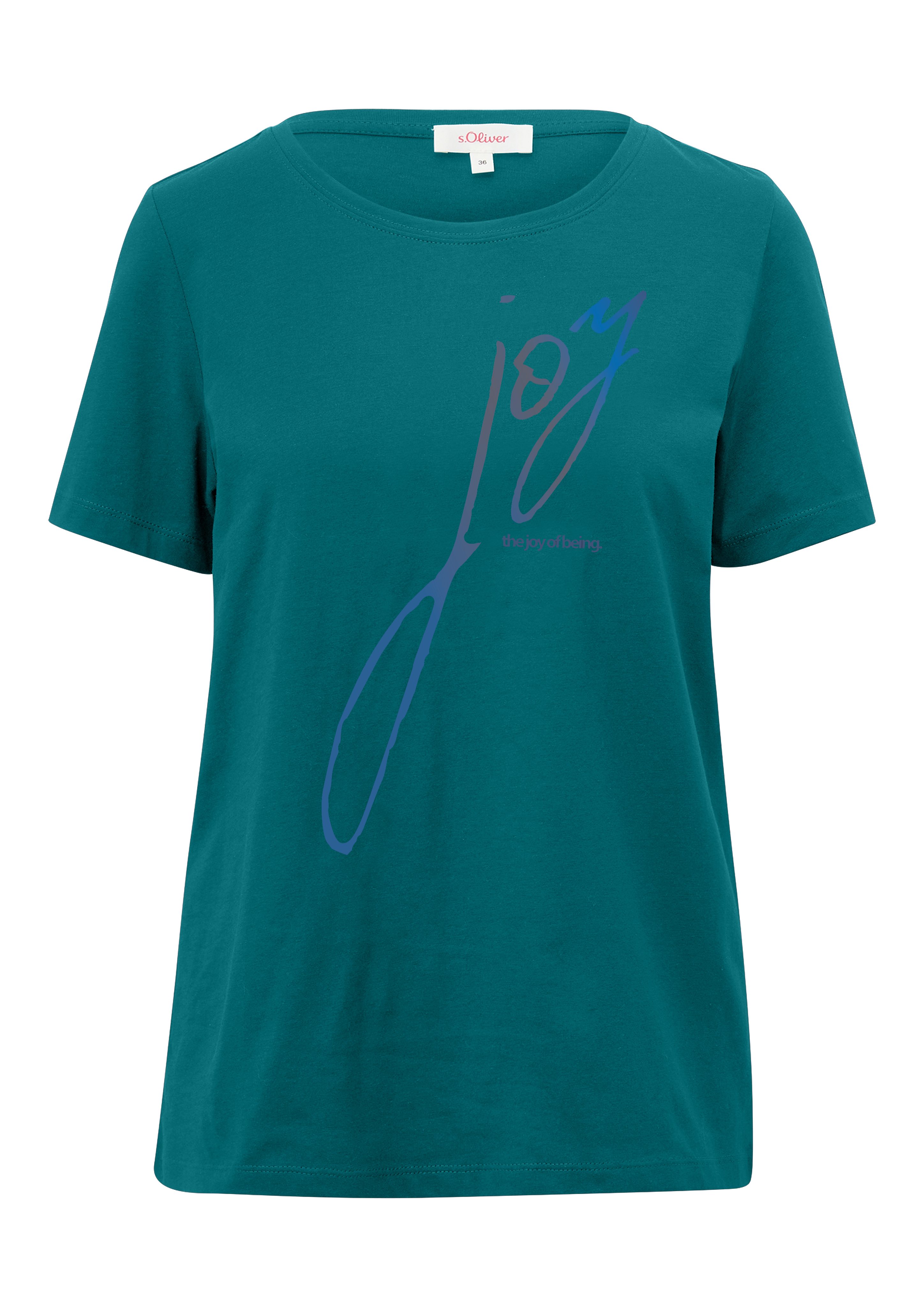 s.Oliver T-Shirt mit blue Aufschrift green vorne