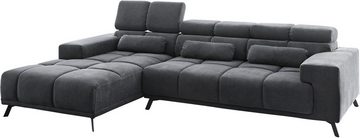 DELIFE Ecksofa Ordino, Mikrofaser Schwarz 285x200 Ottomane links Relaxfunktion Ecksofa