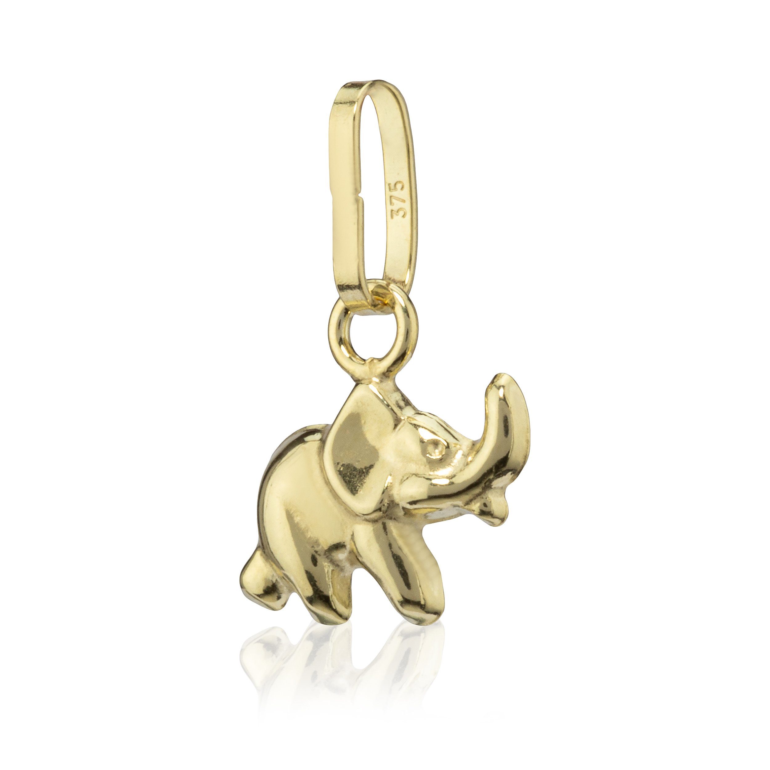Kettenanhänger Baby Elefant klein 375 Gelb Gold 9 Karat Amulett