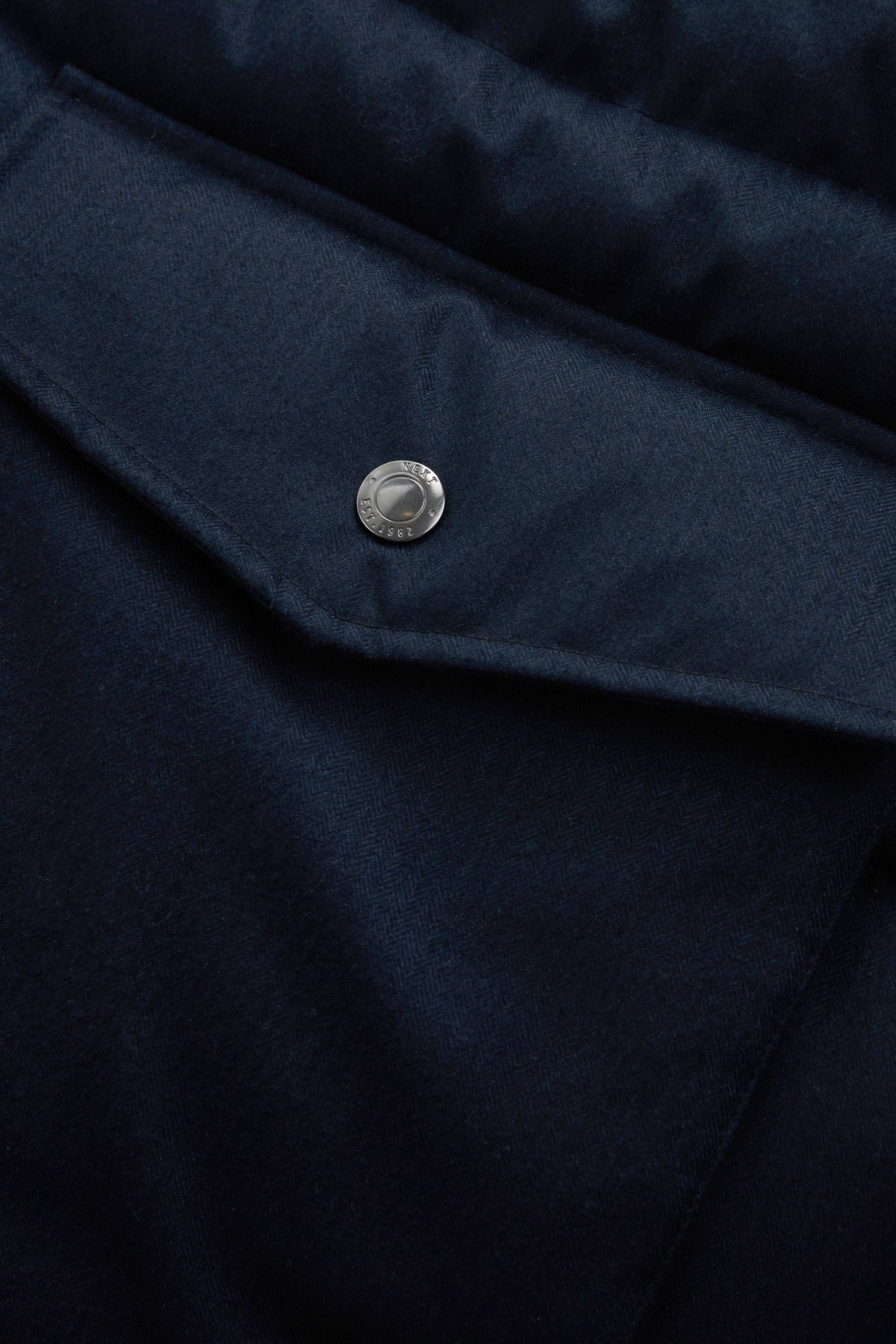 Next Steppmantel Langer Anorak Wolloptik in (1-tlg) strukturierter Blue Navy