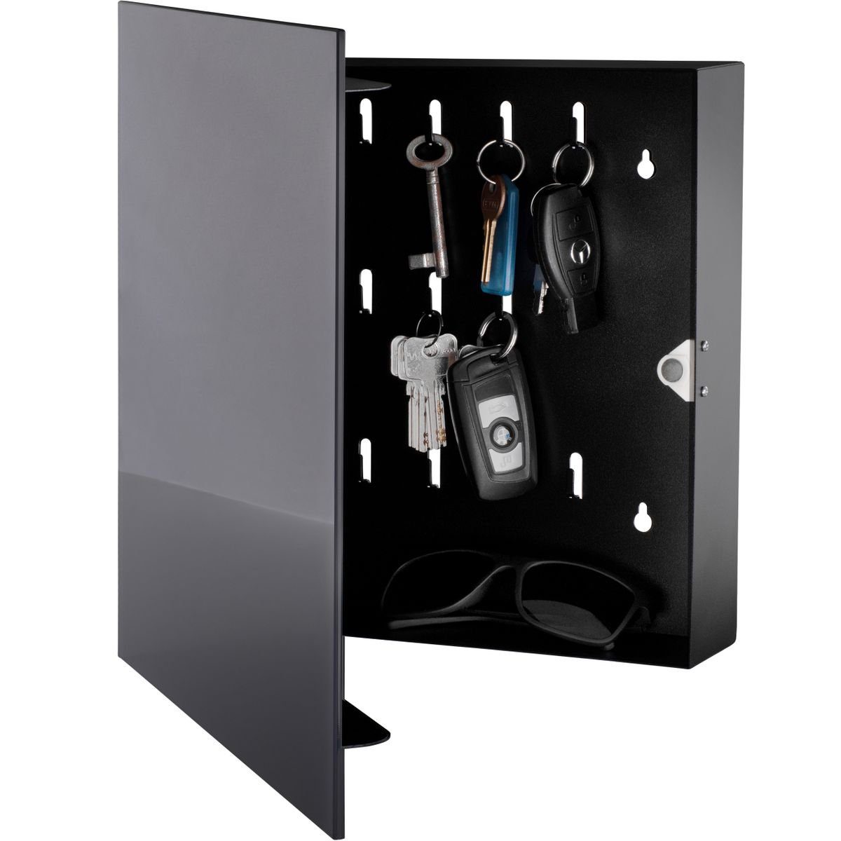 Zedelmaier Schlüsselkasten modern klein, Schlüsselkasten aus Edelstahl 8  Haken,Schlüsselkasten Wand zu installieren,abschließbare Schlüsselbrett