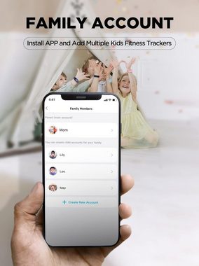 BIGGERFIVE Fitnessband (Android iOS), Fitness Tracker Uhr Kinder Pulsuhr Aktivitätstracker IP68 Wasserdicht