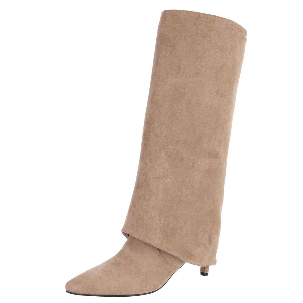 Ital-Design Damenstiefel mit hohem Schaft und spitzer Form Stiefel (92214216) Pfennig-/Stilettoabsatz Stiefel in Hellbraun