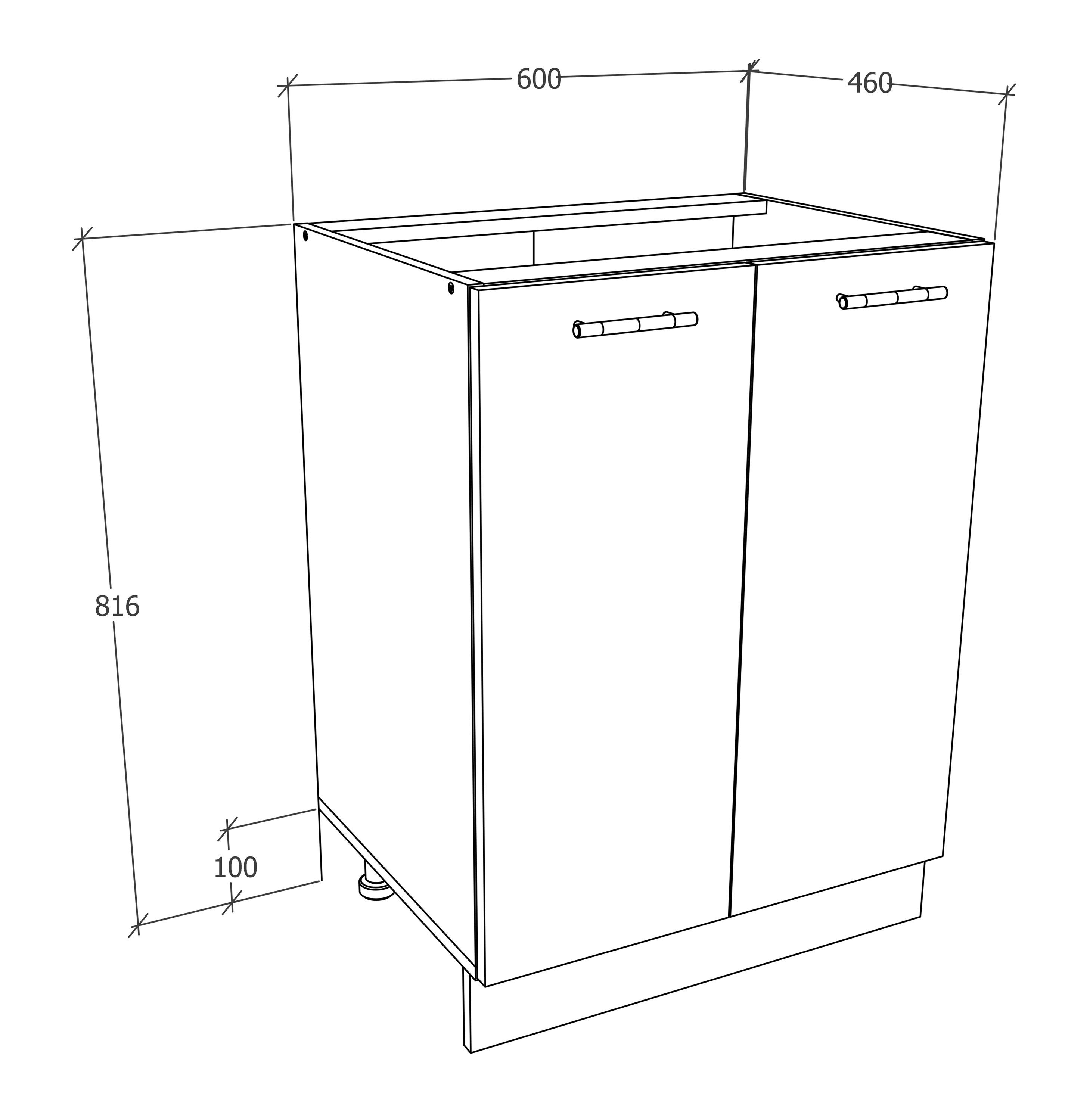 Esilo Drehtüren 60 cm Unterschrank Weiß VCM Unterschrank B Küchenschrank