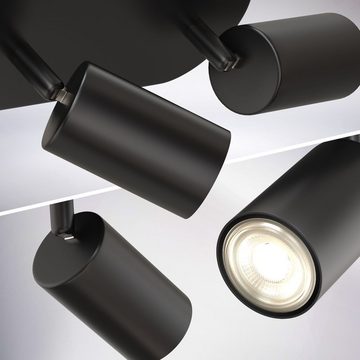 B.K.Licht LED Deckenspot LED Deckenlampe 55cm 4-flammig Spots schwenkbar schwarz-matt BKL1448, ohne Leuchtmittel, Abhängig vom Leuchtmittel - Warmweiß / Neutralweiß / Kaltweiß, Retro Industrial Design Deckenleuchte GU10 Wohnzimmer Schlafzimmer