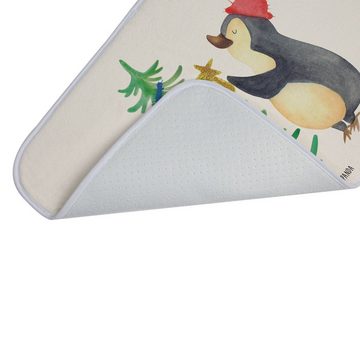 Badematte Pinguin Weihnachtsbaum - Weiß - Geschenk, Wintermotiv, Nikolaus, Dusc Mr. & Mrs. Panda, Höhe 1 mm, 100% Polyester, rechteckig, Stil-Statement