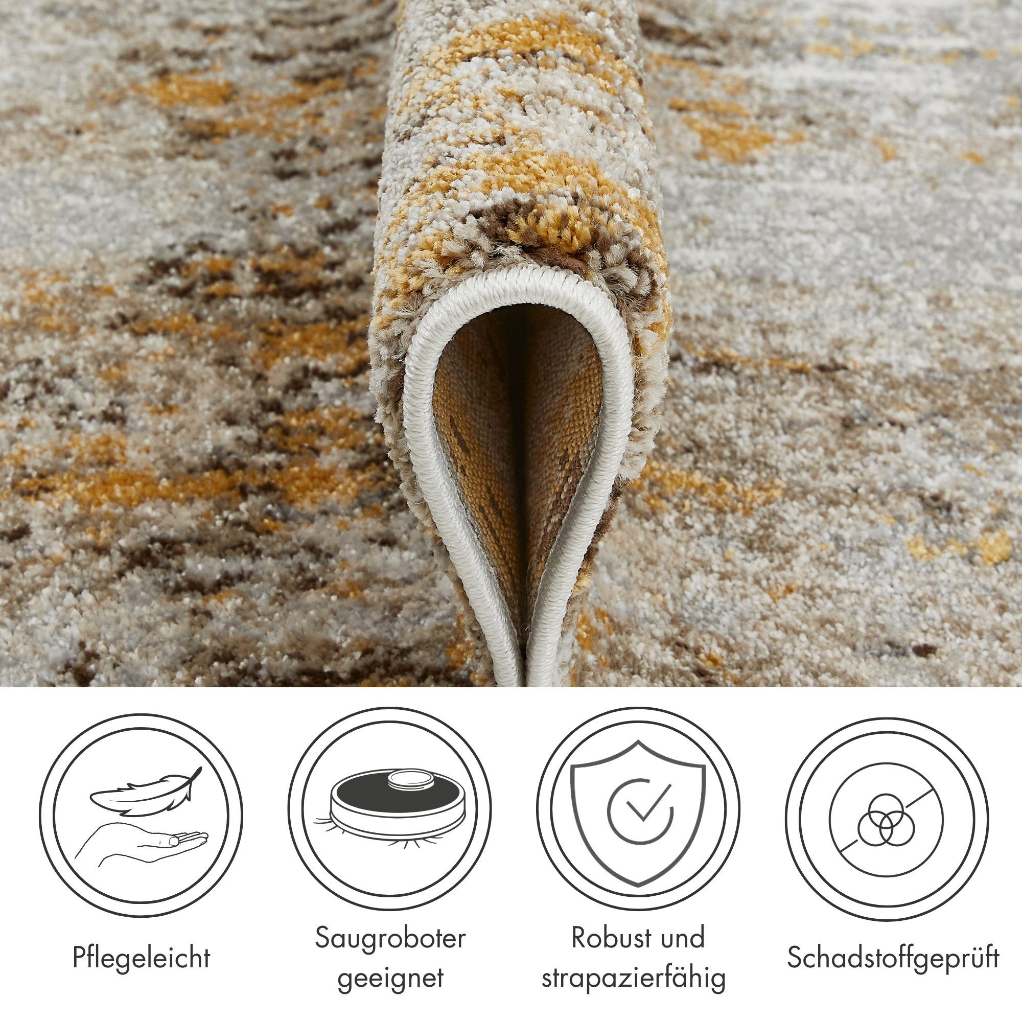 LUXOR living Teppich Montreal, oval, Höhe: 12 mm, Kurzflor, modernes Design, Wohnzimmer, Schlafzimmer