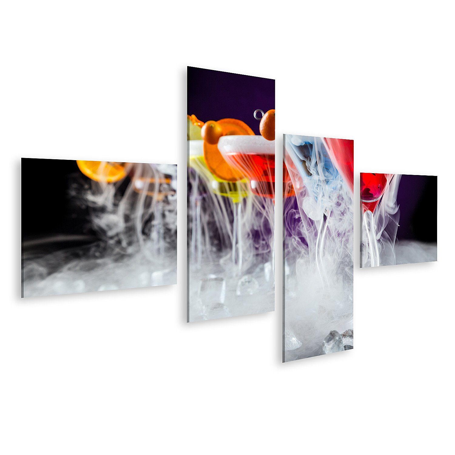 islandburner Leinwandbild Bild auf Leinwand MartiniGetränke mit TrockeneisRauchEffekt servier