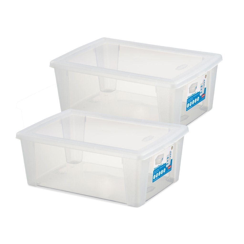 Aufbewahrungsbox Set: 2 x Visualbox mit Deckel in Transparent (10 Liter)