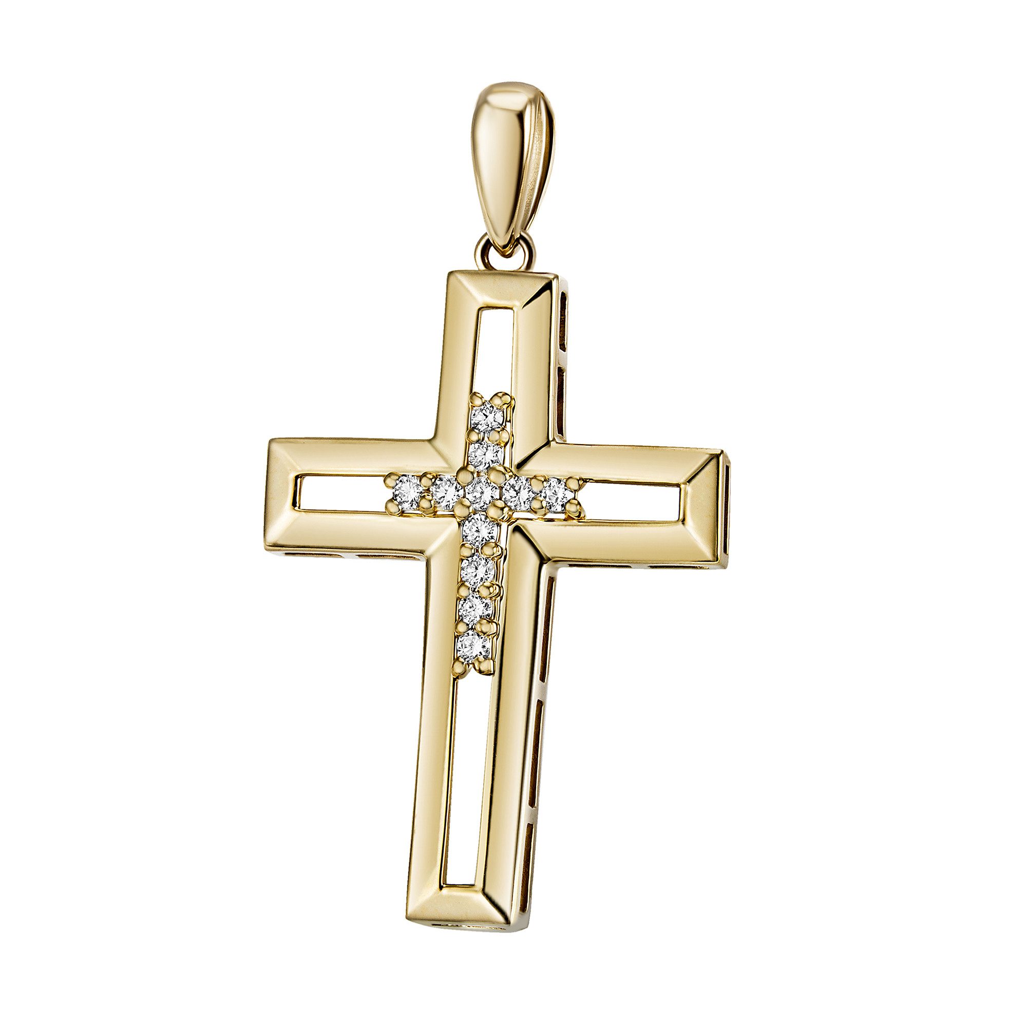Kettenanhänger Schmuck Geschenk Gold 585 Halsschmuck Anhänger Kreuz