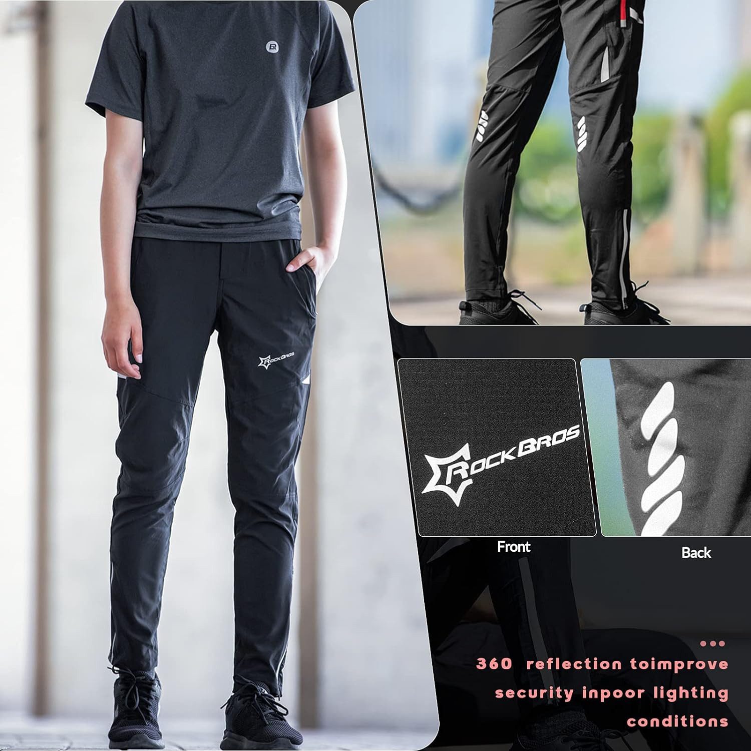 ROCKBROS Fahrradhose Herren, Atmungsaktiv Lang Radlerhose Laufhose für Outdoor-Sports M-4XL Aktualisiert