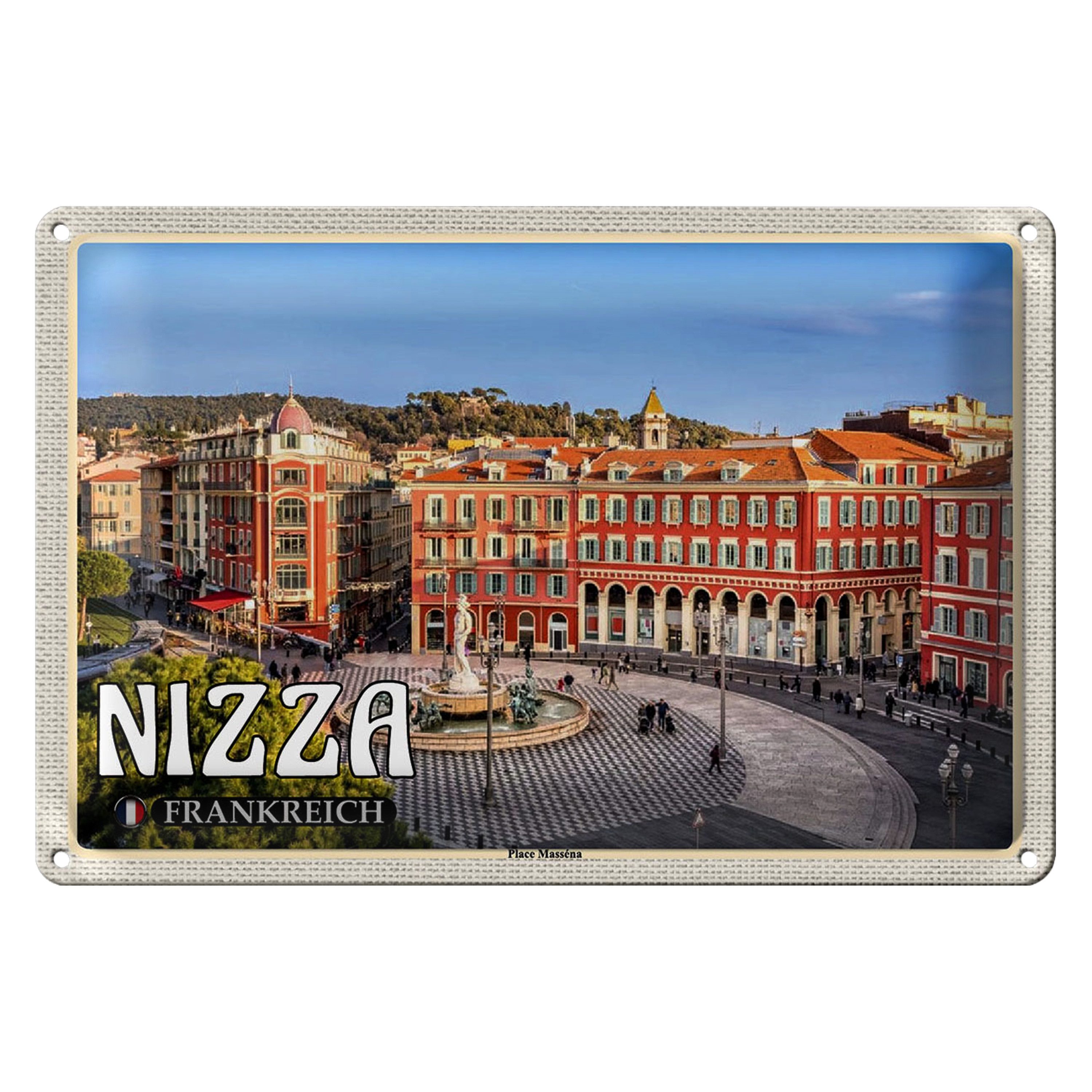 Roomando Metallschild Reise 18x12cm Nizza Frankreich Place Masséna Hauptplatz
