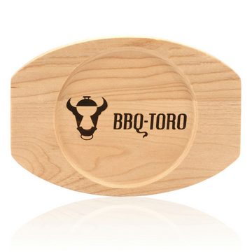 BBQ-Toro Servierpfanne Servierpfännchen mit Holzunterlage (4 Stück), Ø 16, Gusseisen