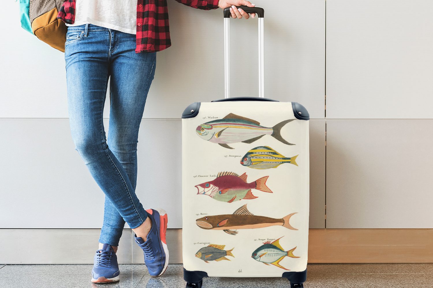 Handgepäck mit Meer Trolley, Handgepäckkoffer für - MuchoWow Reisetasche Ferien, Kunst - Reisekoffer Fisch, 4 Rollen, rollen,