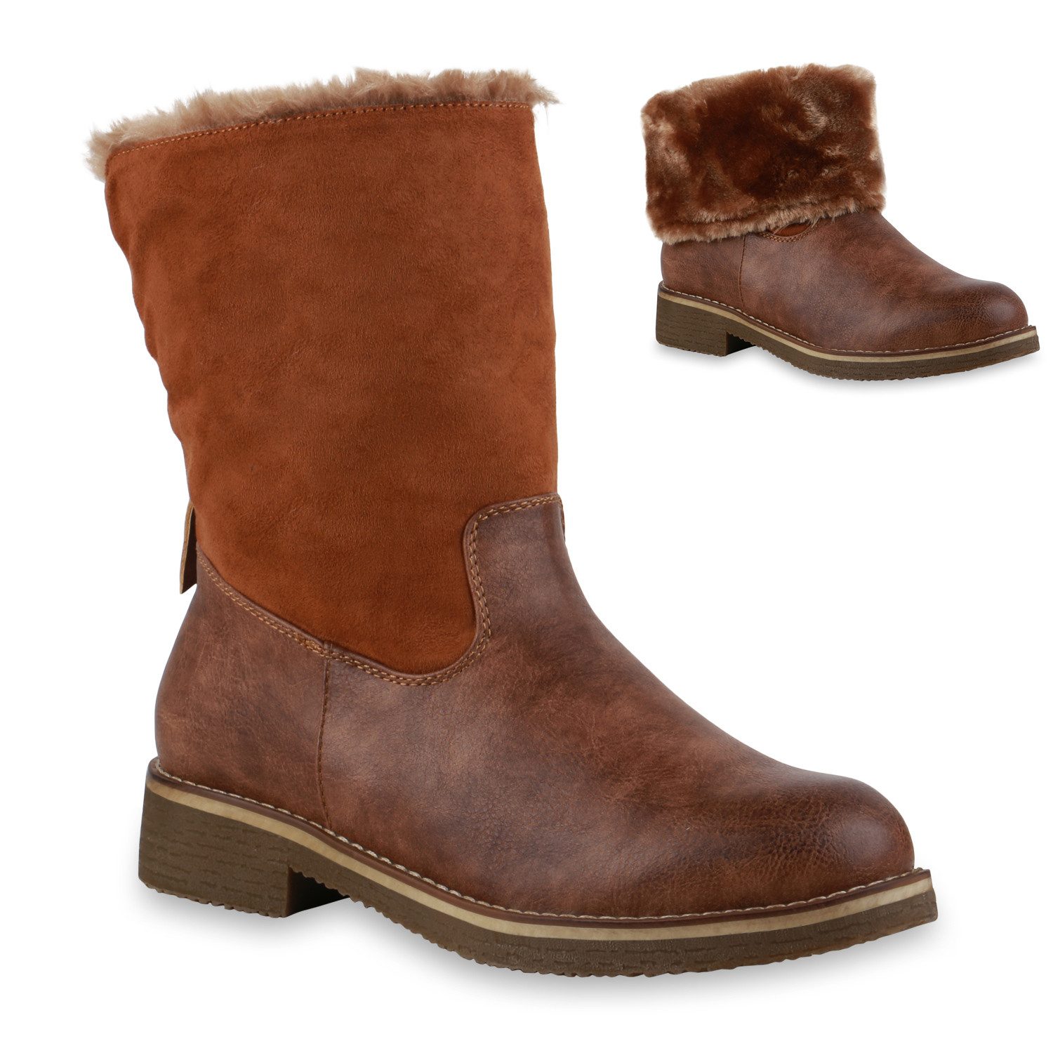 VAN HILL 835820 Winterstiefelette mit warmen Teddyfell und umklappbarem Schaft