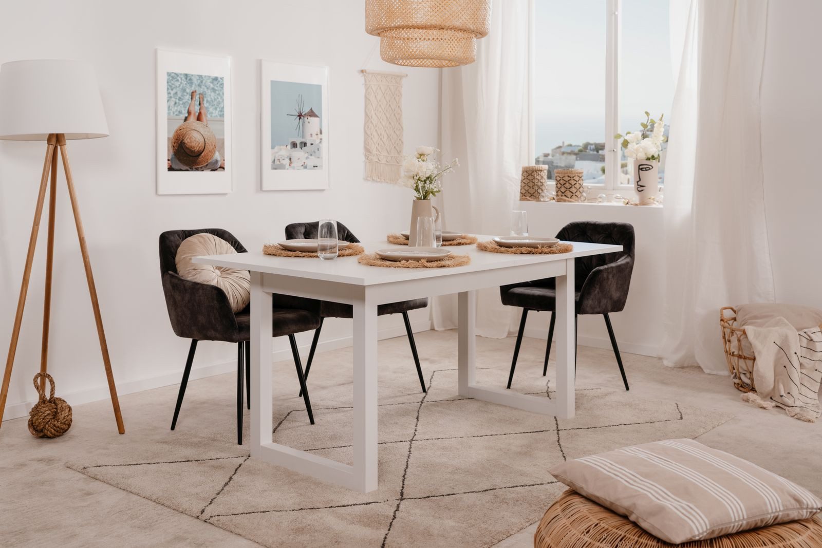 möbelvita Esstisch Esstisch Portland 50 in Weiß - ausziehbar auf 200 cm