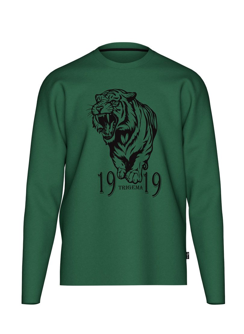 Trigema Longsleeve TRIGEMA Langarmshirt mit großem Tiger-Printmotiv (1-tlg)