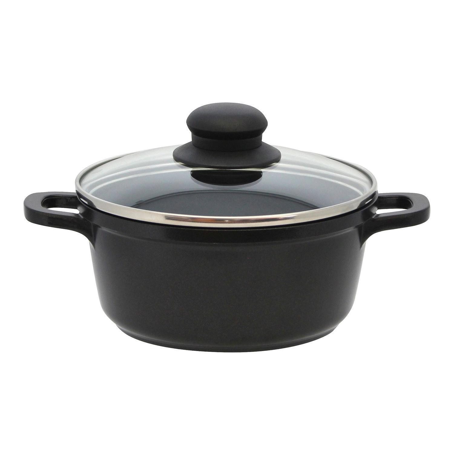 Elo Topf-Set BLACK CAST, Silikon-Polyester Beschichtung Innen, Aluminiumguss (4-tlg), Antihaftversiegelung