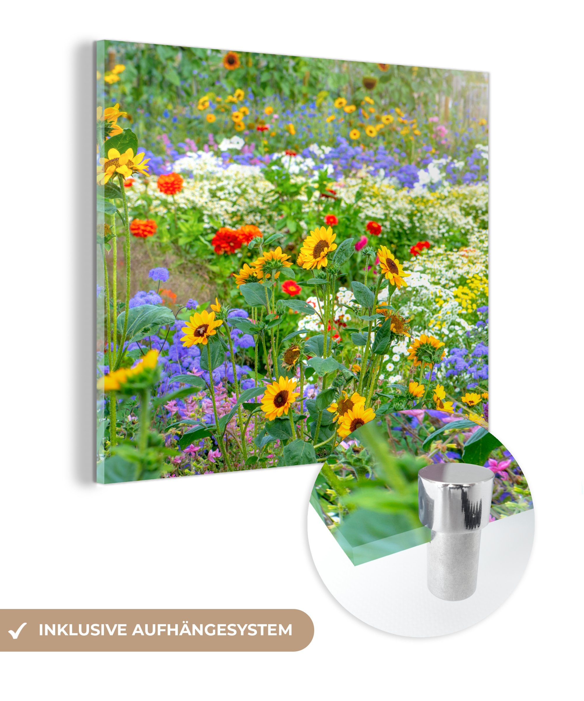 - (1 Foto - Glasbilder auf verschiedenen Wanddekoration MuchoWow - mit Blumen, Ziergras Glas Bilder St), auf Glas Acrylglasbild Wandbild