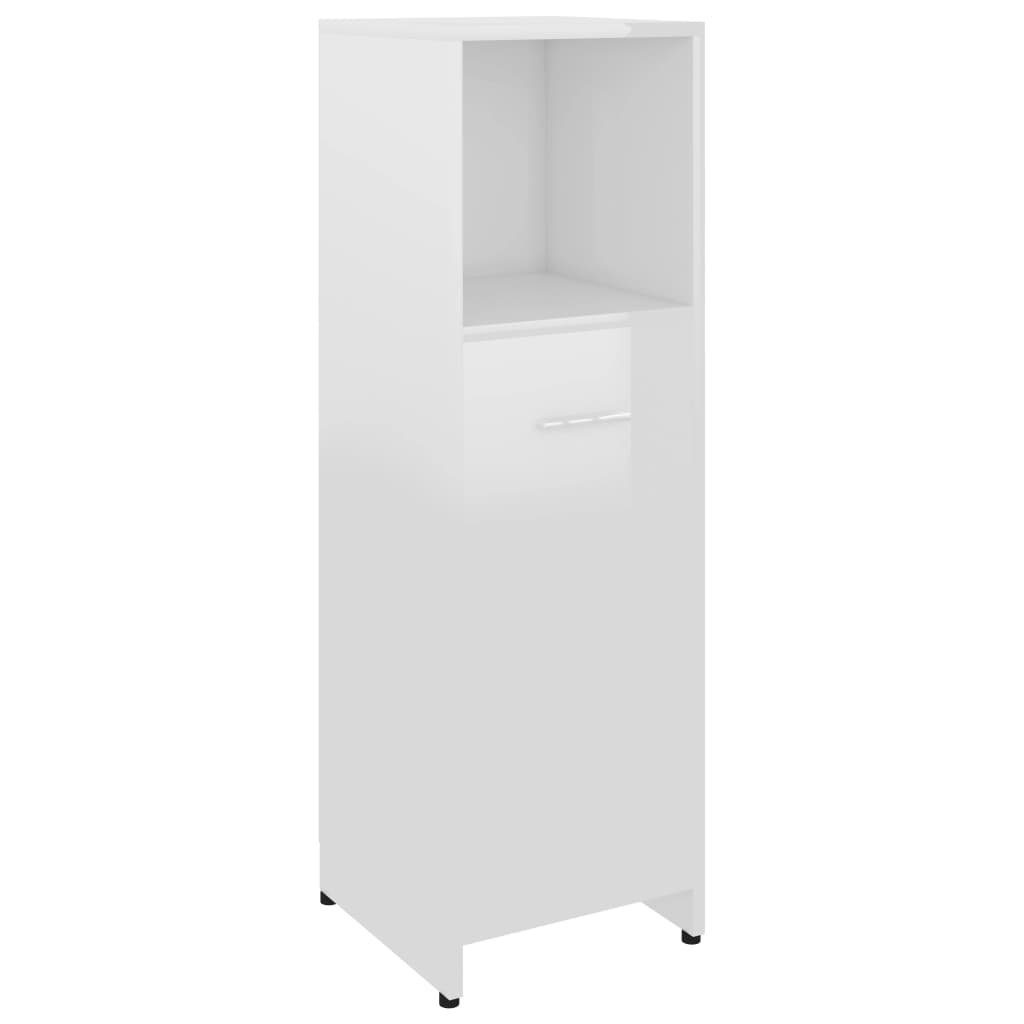 (1-St) Hochglanz-Weiß 30x30x95 cm Holzwerkstoff, Badezimmer-Set vidaXL Badezimmerschrank